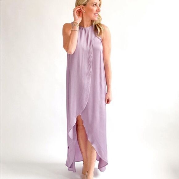STARK X Stunning Sleeveless Satin Tulip Maxi Dress in Lavender Purple size XS - Picture 4 of 13